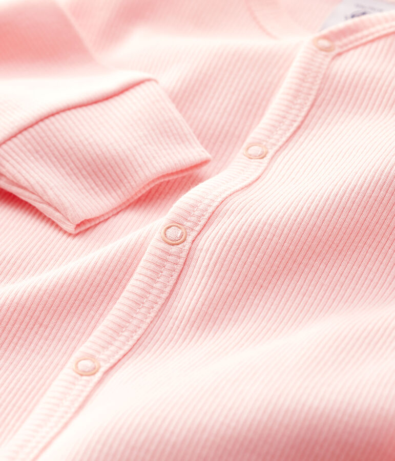 Dors-bien sans pieds b&eacute;b&eacute; uni en coton et lyocell rose